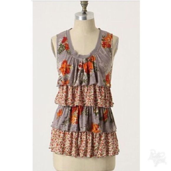 🔥 5 for 25🔥 Ric rac montage sleeveless mixed print tiered top - Picture 4 of 10